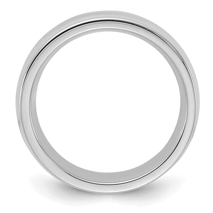 Sterling Silver Rhodium-Plated 6mm Comfort Fit Milgrain Size 4.5 Band