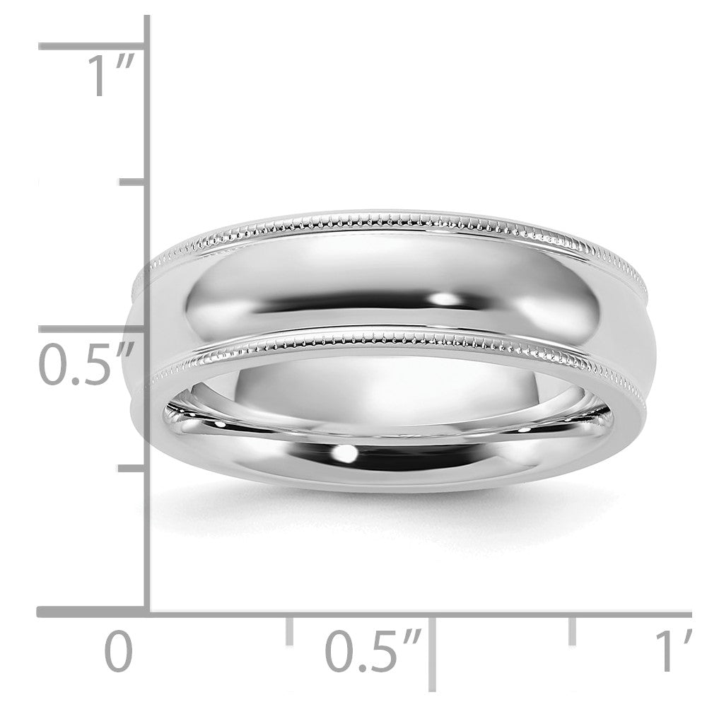 Sterling Silver Rhodium-Plated 6mm Comfort Fit Milgrain Size 5.5 Band