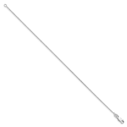 9 Inch Sterling Silver Rhodium-Plated 1.25mm Cable Chain Anklet