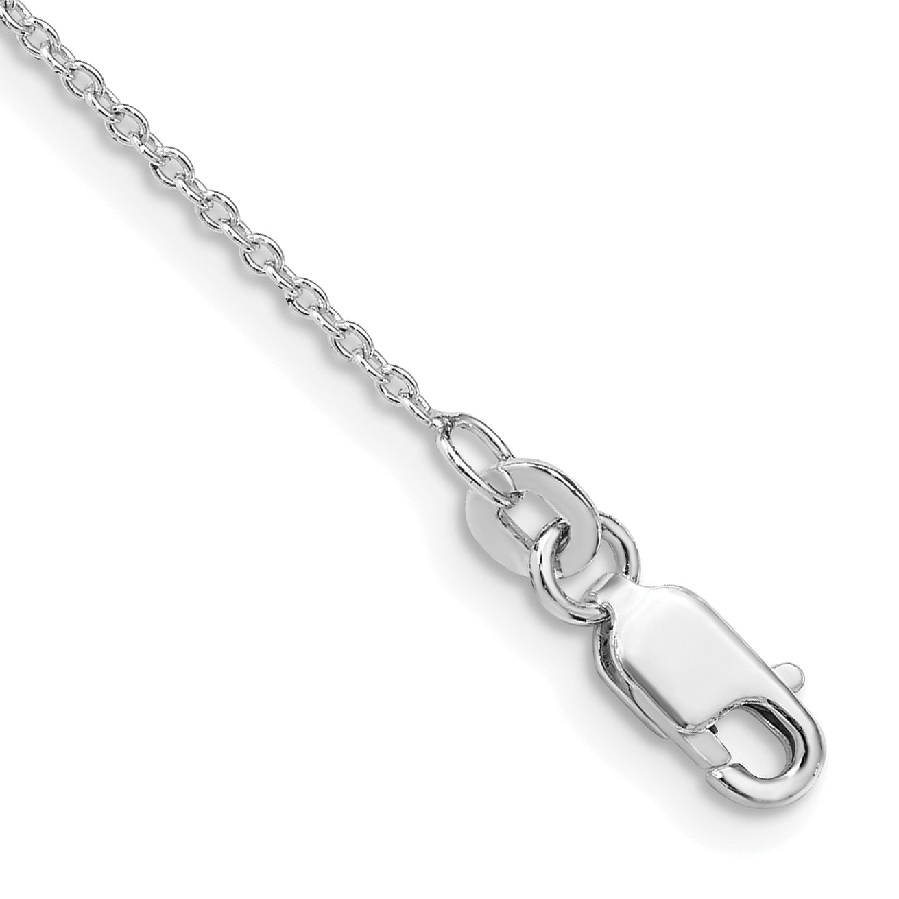 9 Inch Sterling Silver Rhodium-Plated 1.25mm Cable Chain Anklet