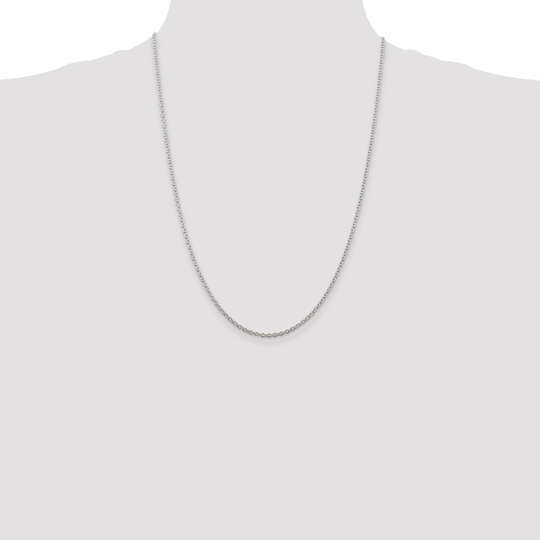 24 Inch Sterling Silver 2.25mm Cable Chain Necklace