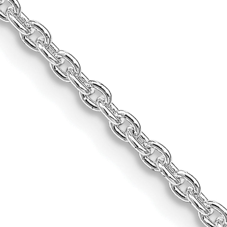 16 Inch Sterling Silver Rhodium-Plated 2.25mm Cable Chain Necklace