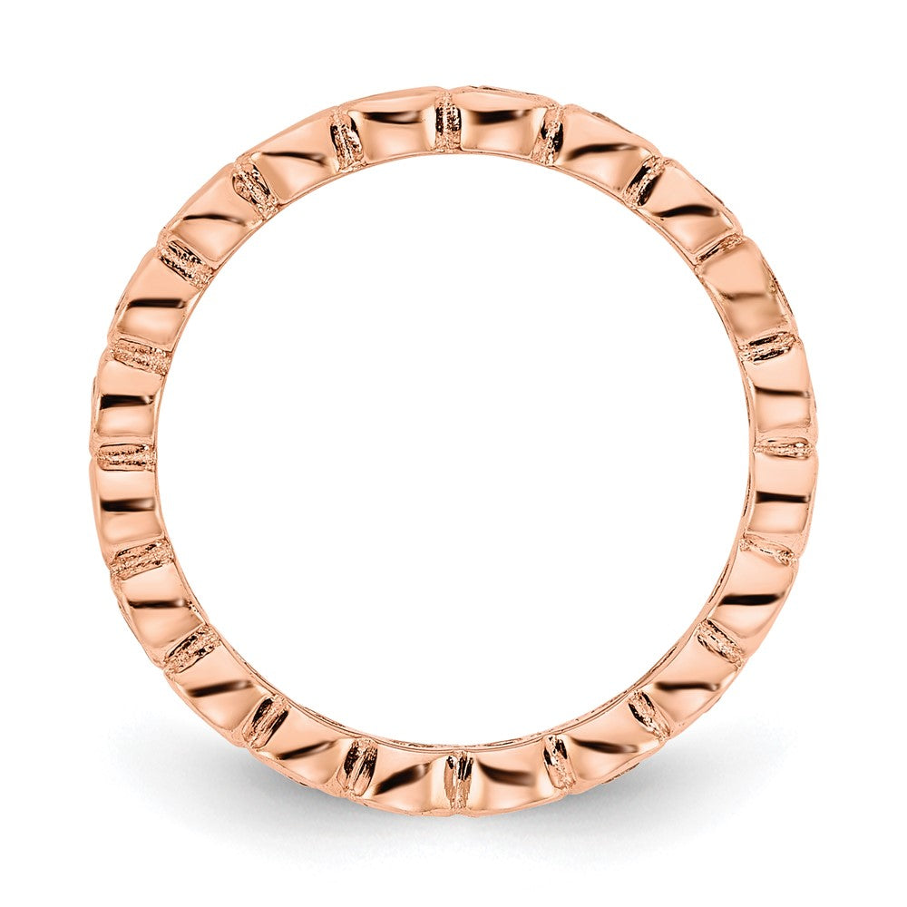 Sterling Silver Cheryl M Rhodium-Plated And Rose Gold-Plated Brilliant-Cut Cz 5 Piece Eternity Band Ring Set