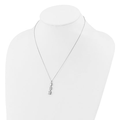 Sterling Silver Cheryl M Rhodium Plated Polished Graduated Oval CZ Necklace