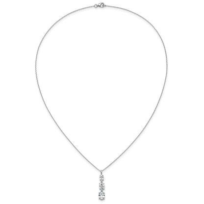 Sterling Silver Cheryl M Rhodium Plated Polished Graduated Oval CZ Necklace