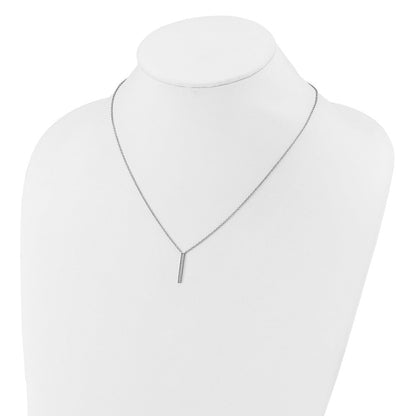 Sterling Silver Cheryl M Rhodium Plated Polished CZ Bar Necklace