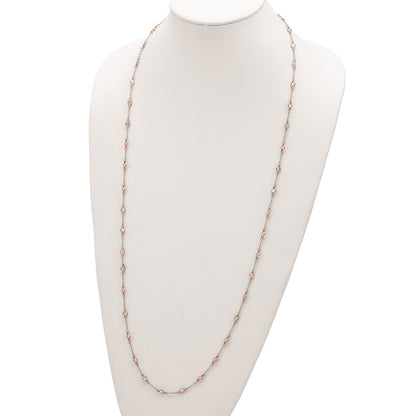 Sterling Silver Cheryl M Rhodium-Plated And Rose Gold-Plated Accent Brilliant-Cut Cz 41 Station 36 Inch Necklace