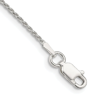 10 Inch Sterling Silver 1.2mm Diamond-Cut Rope Chain Anklet