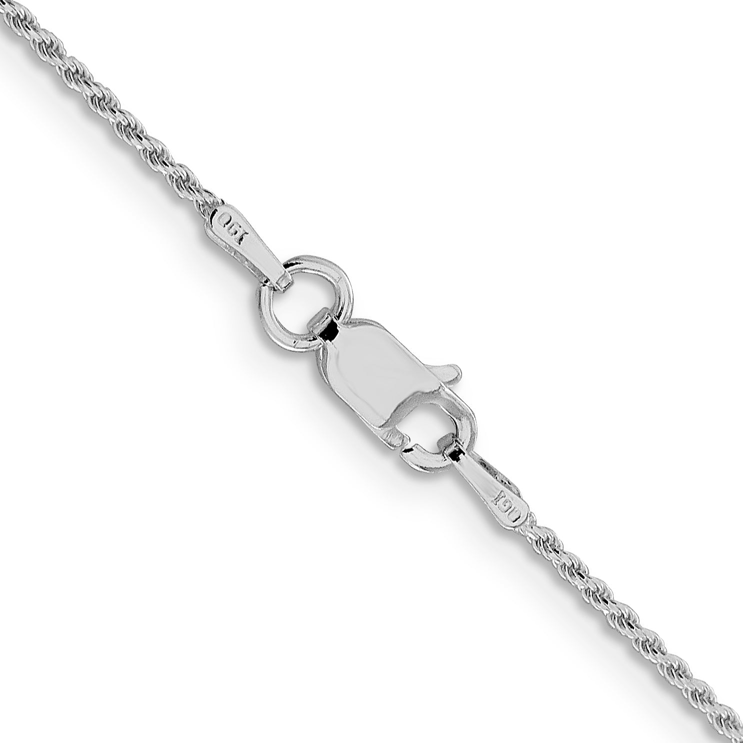 Sterling Silver Rhodium-Plated 1.2mm Diamond-Cut Rope Chain Necklace