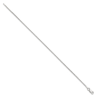 10 Inch Sterling Silver 1.5mm Diamond-Cut Rope Chain Anklet