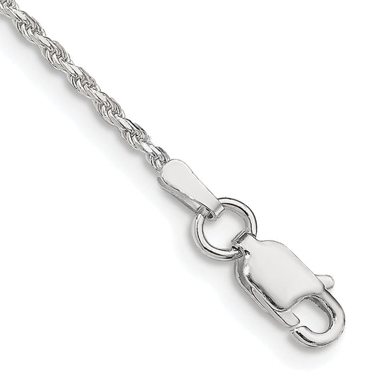 10 Inch Sterling Silver 1.5mm Diamond-Cut Rope Chain Anklet