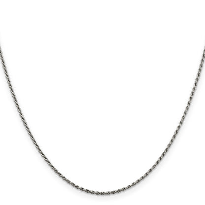 26 Inch Sterling Silver Rhodium-Plated 1.5mm Diamond-Cut Rope Chain Necklace