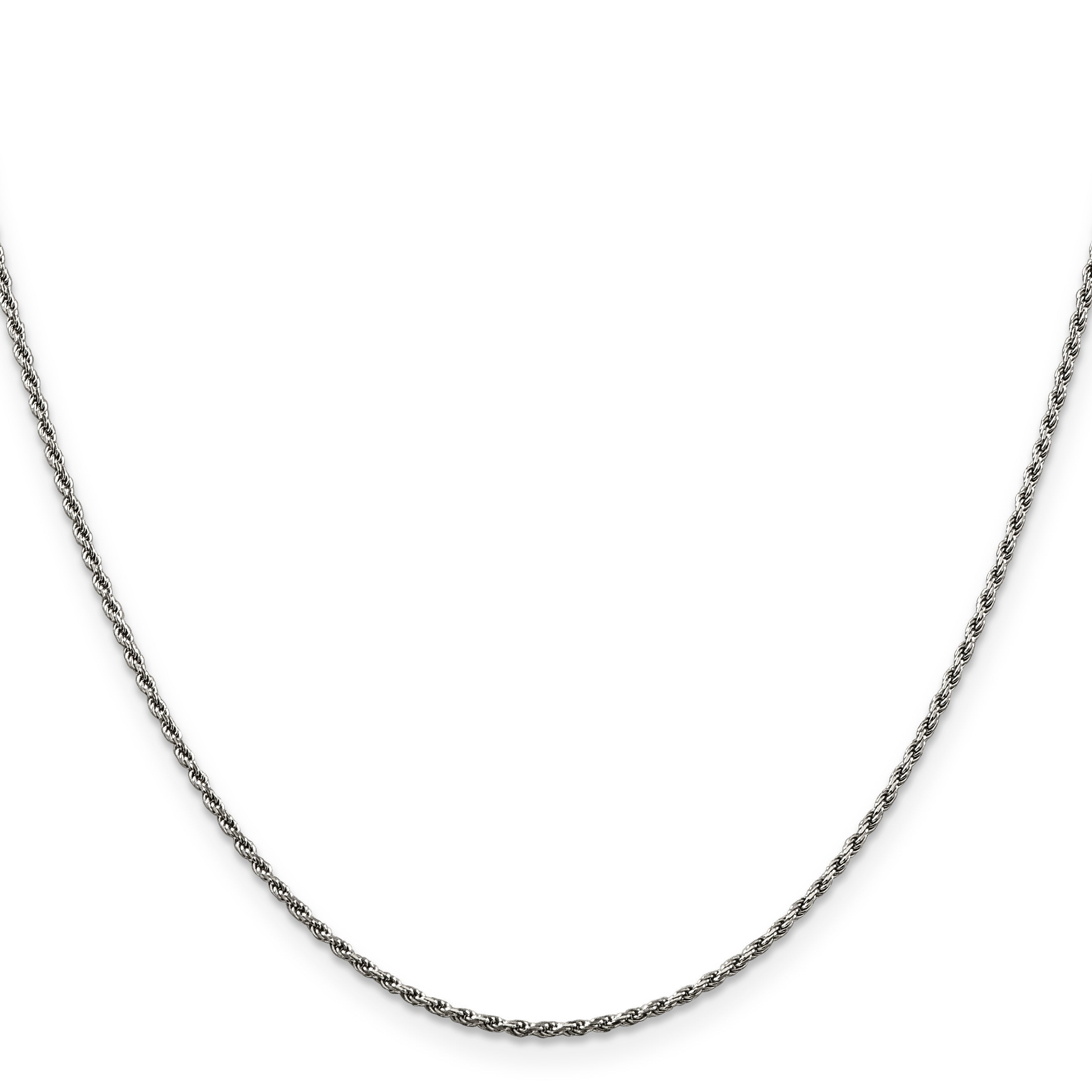 16 Inch Sterling Silver Rhodium-Plated 1.5mm Diamond-Cut Rope Chain Necklace