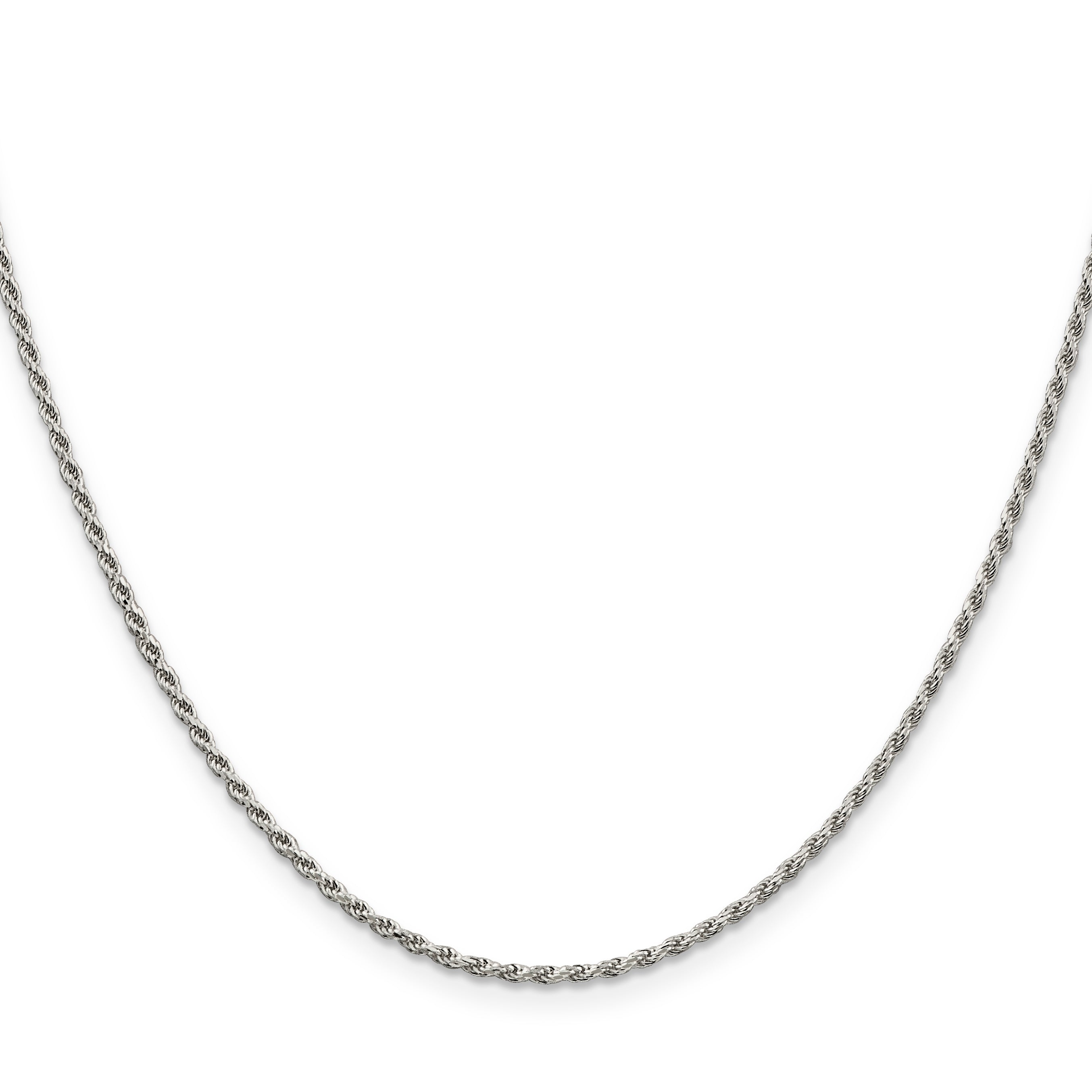 26 Inch Sterling Silver Rhodium-Plated 1.7mm Diamond-Cut Rope Chain Necklace