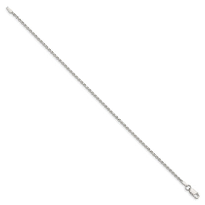 10 Inch Sterling Silver 1.85mm Diamond-Cut Rope Chain Anklet