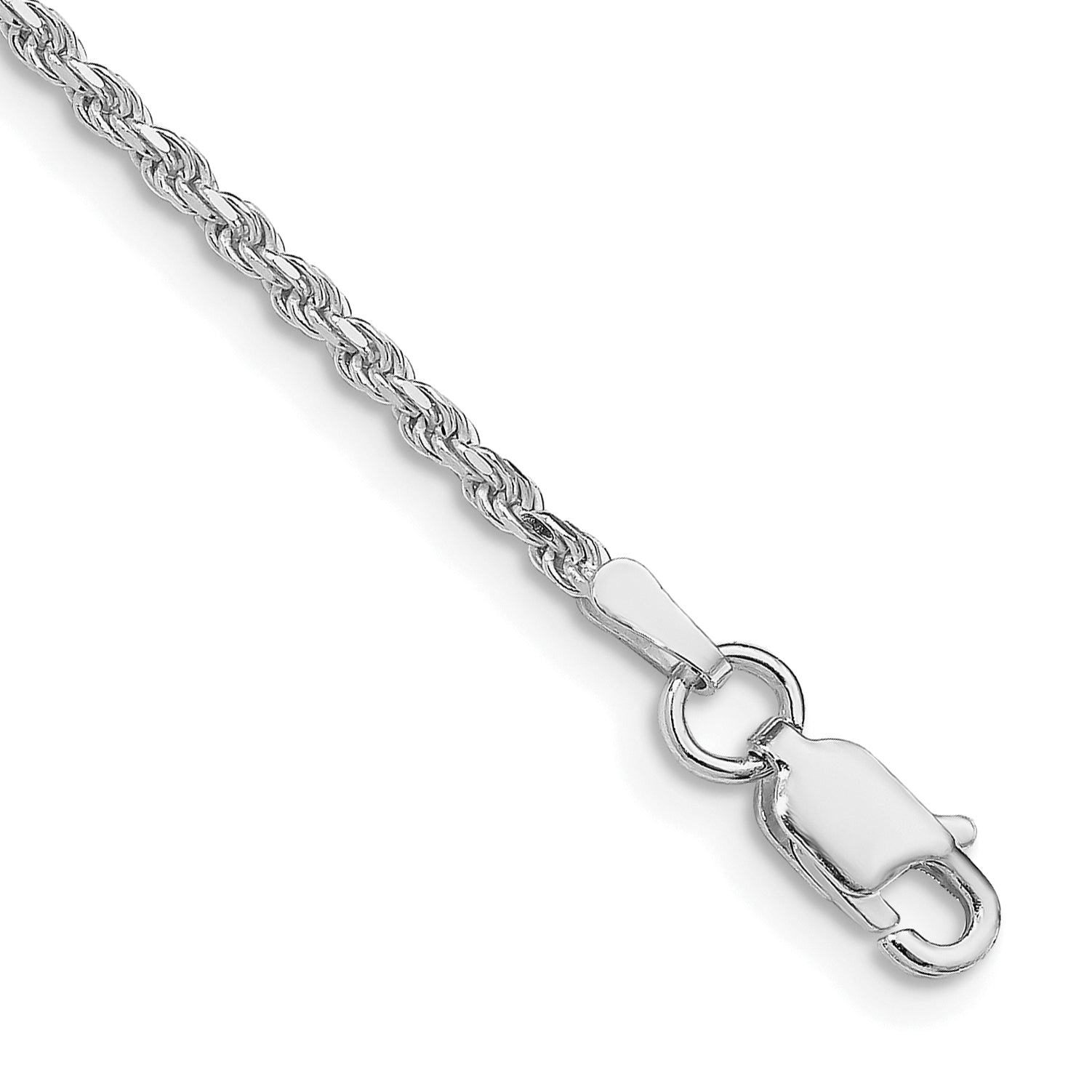 Sterling Silver Rhodium-Plated 1.85mm Diamond-Cut Rope Chain Bracelet