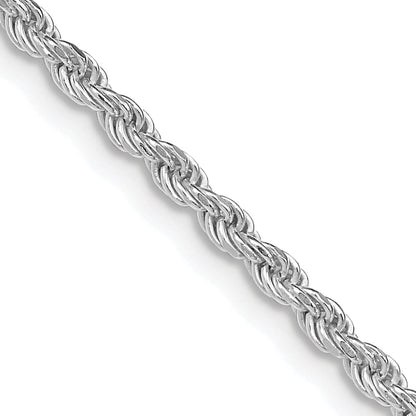 30 Inch Sterling Silver Rhodium-Plated 2.25mm Diamond-Cut Rope Chain Necklace