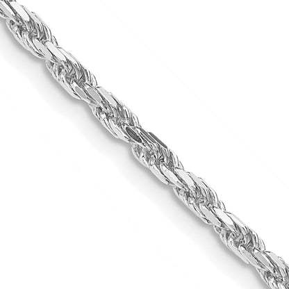 30 Inch Sterling Silver Rhodium-Plated 2.5mm Diamond-Cut Rope Chain Necklace