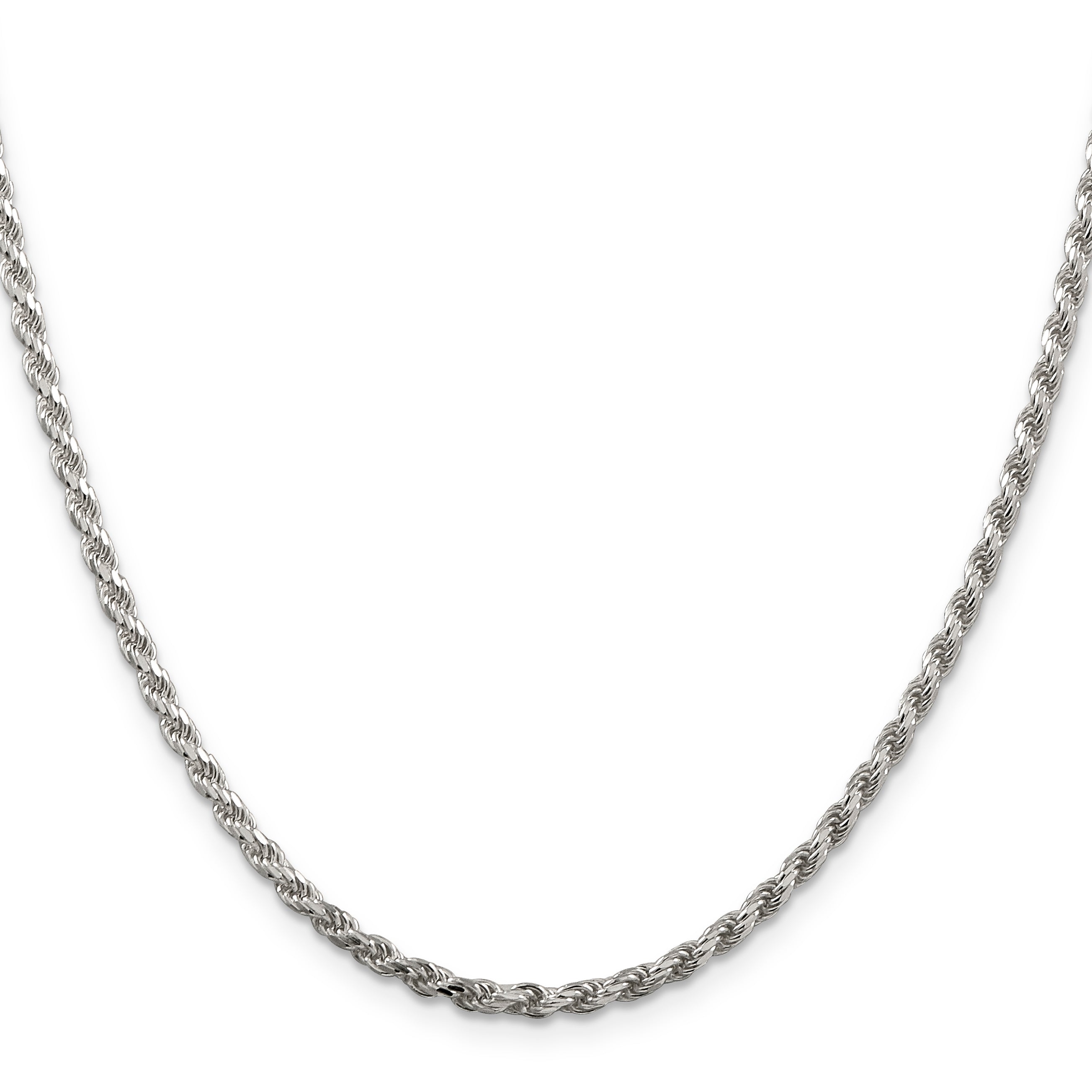 42 Inch Sterling Silver 2.75mm Diamond-Cut Rope Chain Necklace