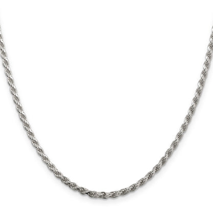 42 Inch Sterling Silver 2.75mm Diamond-Cut Rope Chain Necklace