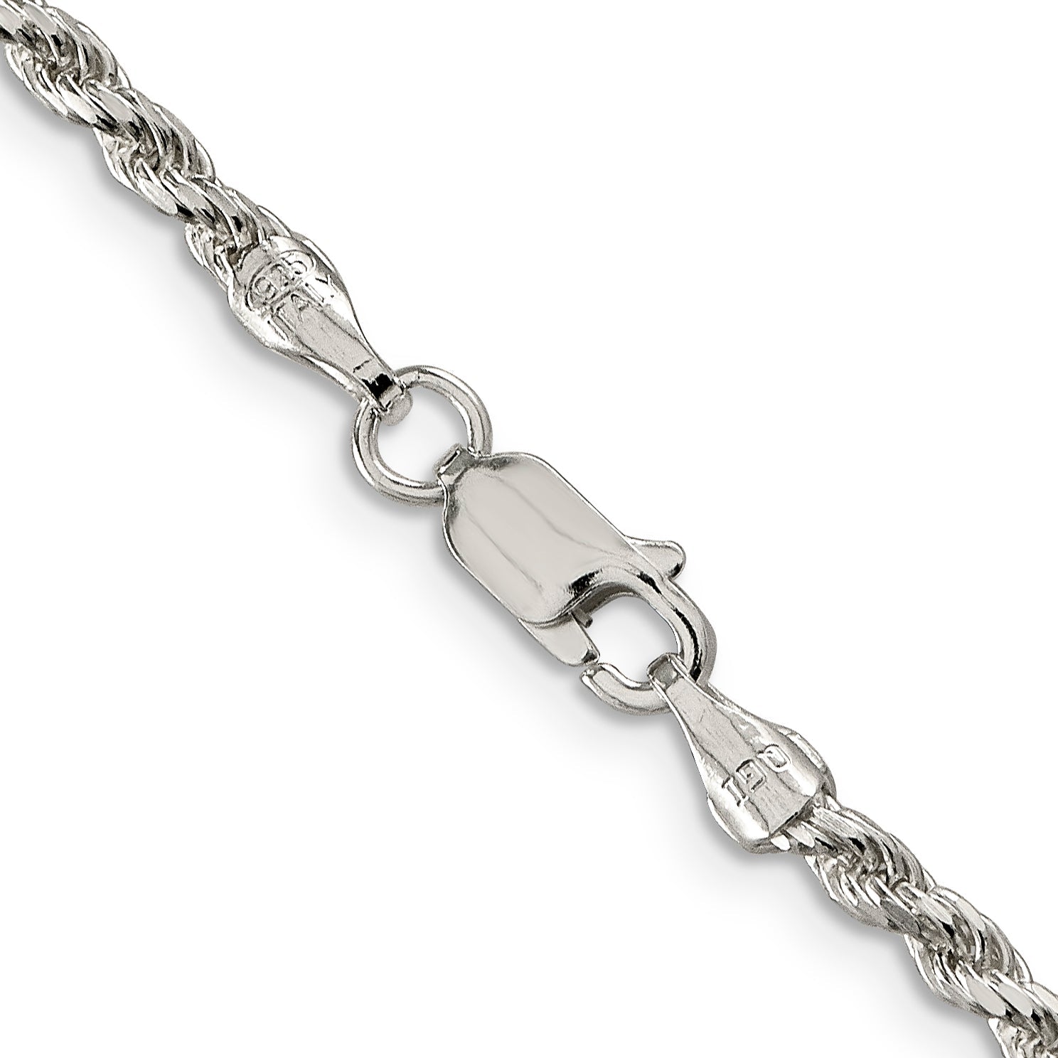 42 Inch Sterling Silver 2.75mm Diamond-Cut Rope Chain Necklace
