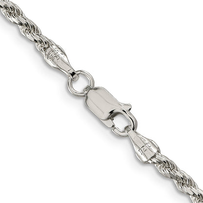 42 Inch Sterling Silver 2.75mm Diamond-Cut Rope Chain Necklace