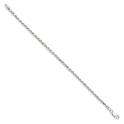 9 Inch Sterling Silver 2.75mm Diamond-Cut Rope Chain Anklet