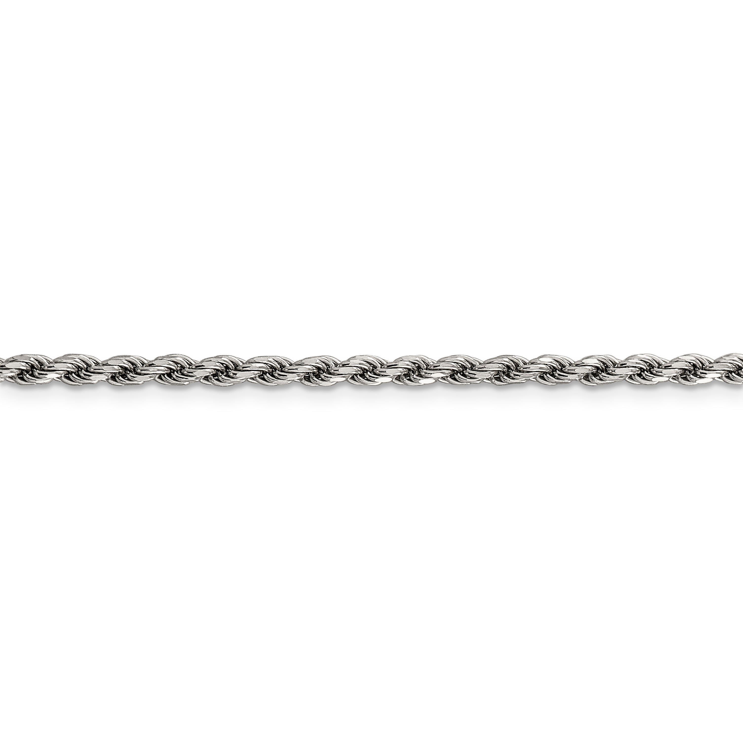 30 Inch Sterling Silver Rhodium-Plated 2.75mm Diamond-Cut Rope Chain Necklace