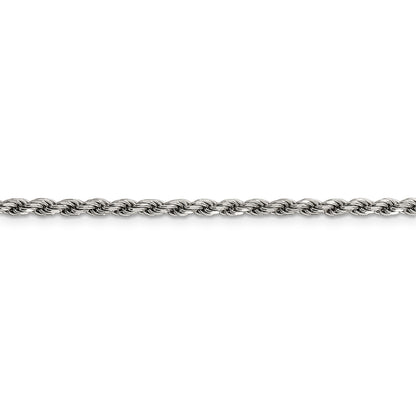 30 Inch Sterling Silver Rhodium-Plated 2.75mm Diamond-Cut Rope Chain Necklace