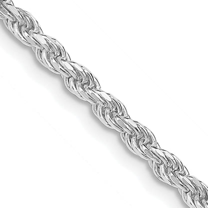 30 Inch Sterling Silver Rhodium-Plated 2.75mm Diamond-Cut Rope Chain Necklace