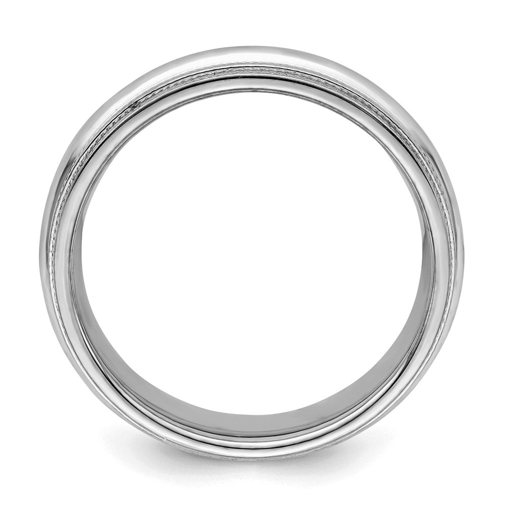 Sterling Silver Rhodium 6mm Comfort Fit Double Milgrain Size 4 Band