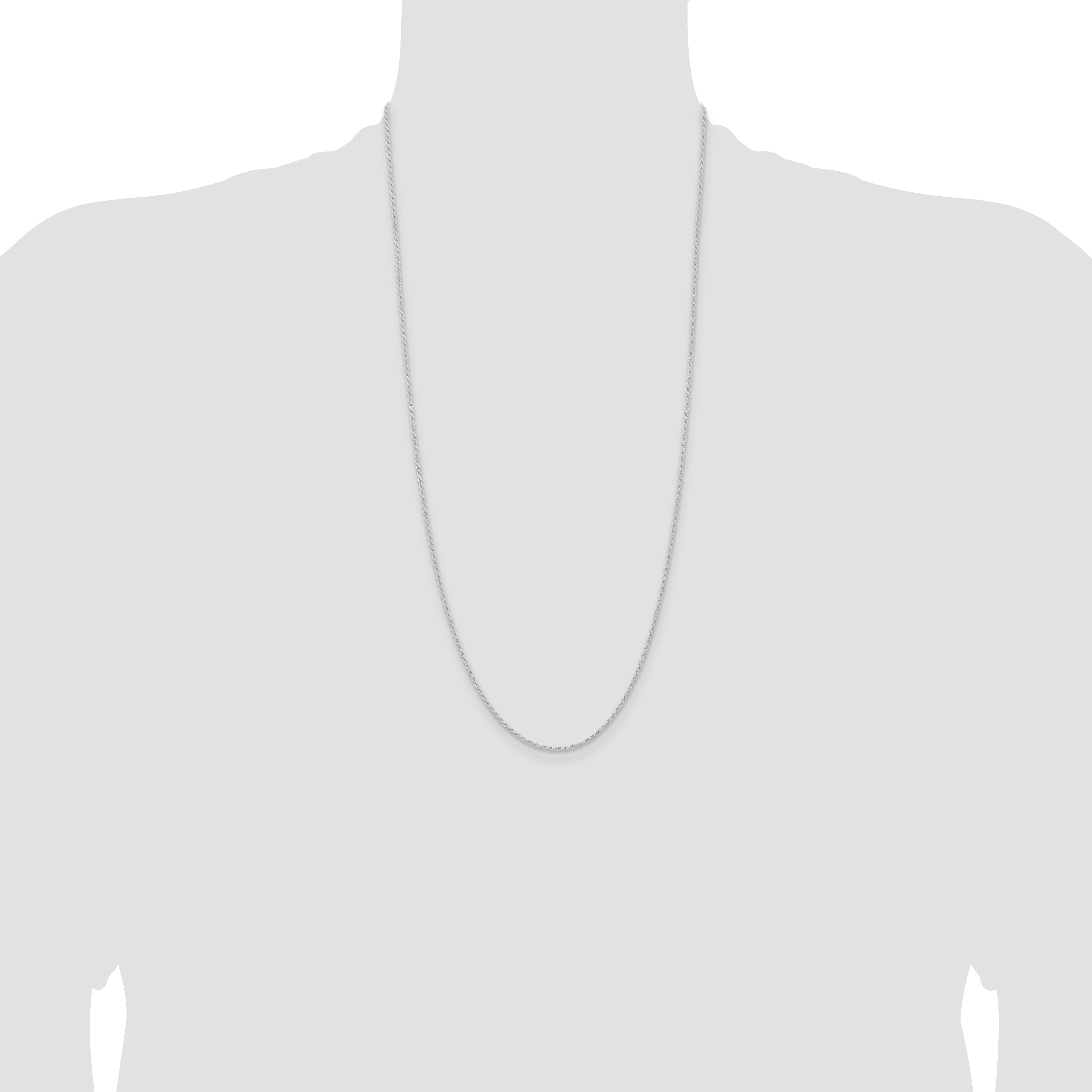 28 Inch Sterling Silver 1.5mm Solid Rope Chain Necklace