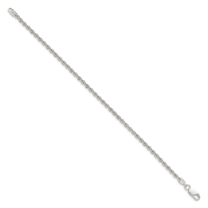 9 Inch Sterling Silver 2.5mm Solid Rope Chain Anklet