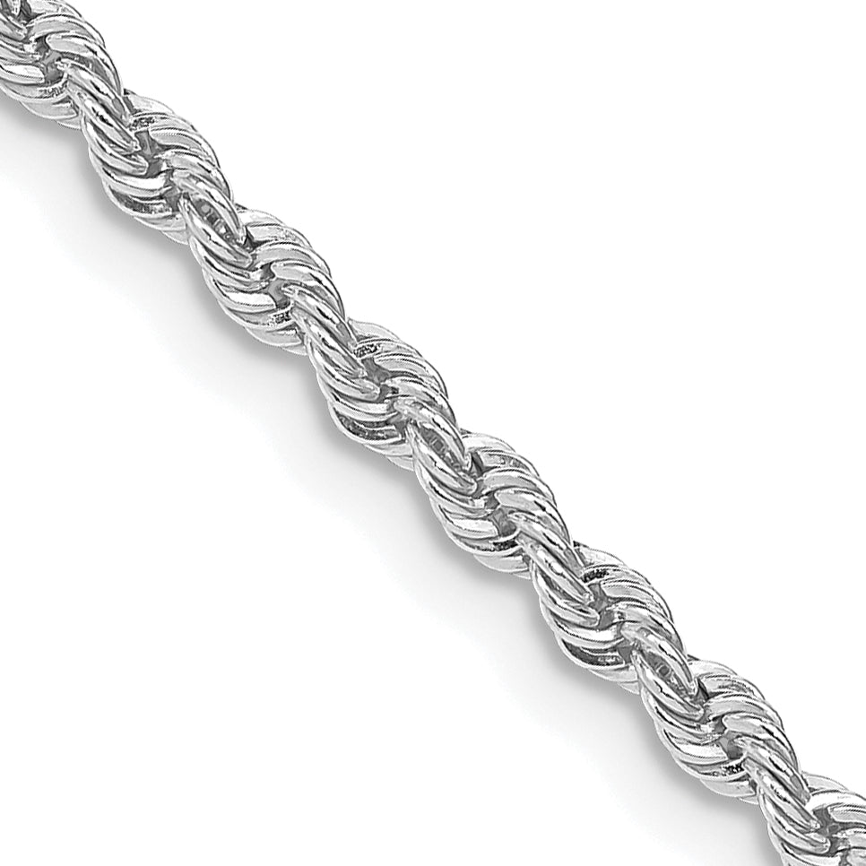 26 Inch Sterling Silver Rhodium-Plated 2.5mm Solid Rope Chain Necklace