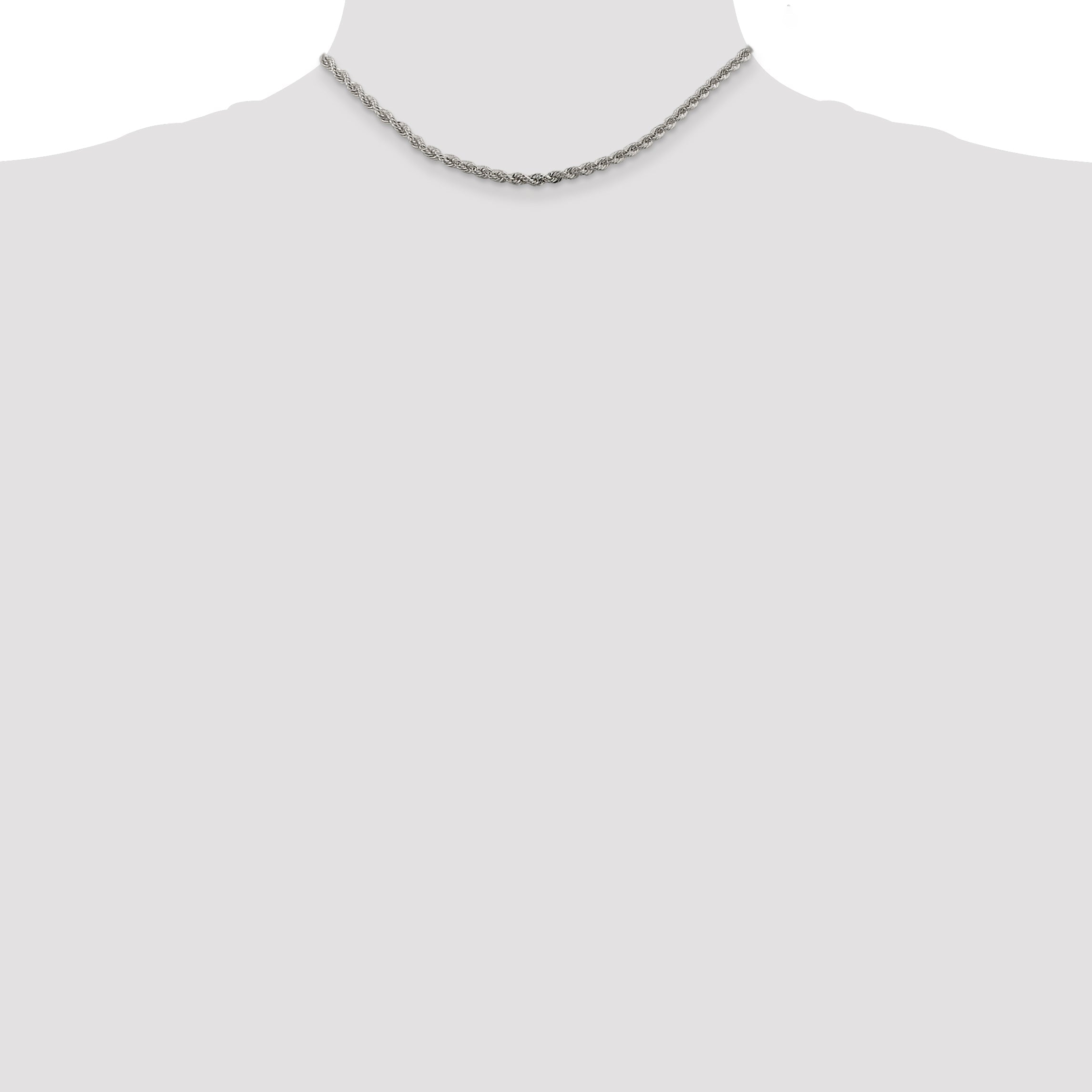 Sterling Silver 3mm Solid Rope Chain Necklace