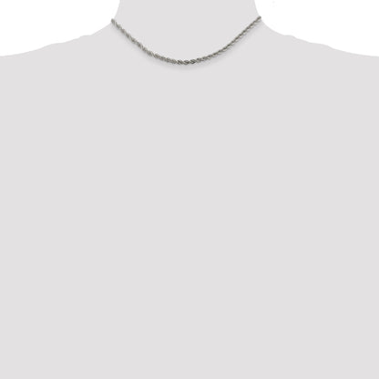 Sterling Silver 3mm Solid Rope Chain Necklace