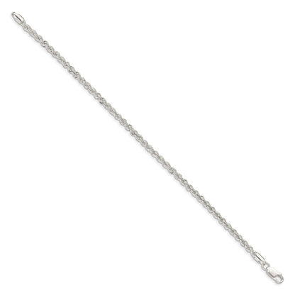 9 Inch Sterling Silver 3mm Solid Rope Chain Anklet