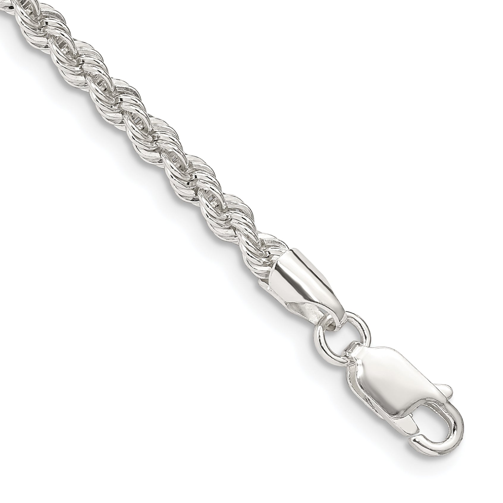 9 Inch Sterling Silver 3mm Solid Rope Chain Anklet