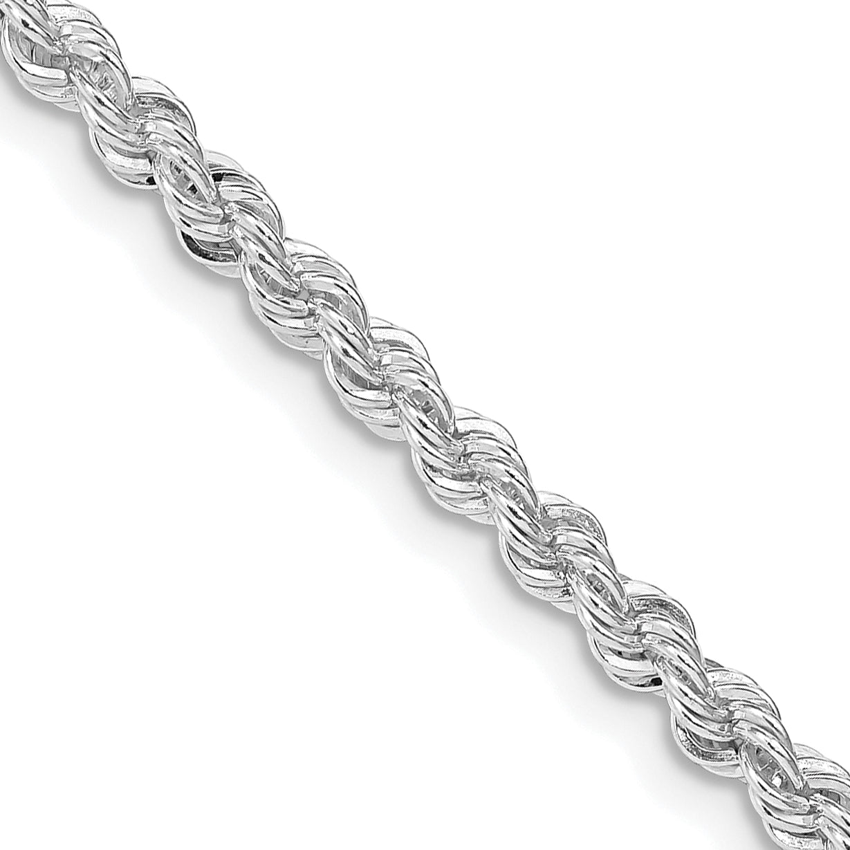 26 Inch Sterling Silver Rhodium-Plated 3mm Solid Rope Chain Necklace ...