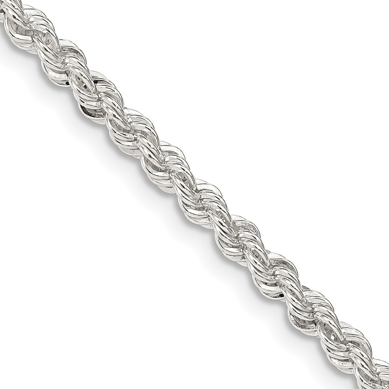 24 Inch Sterling Silver 3mm Solid Rope Chain Necklace (QDR060-24 ...