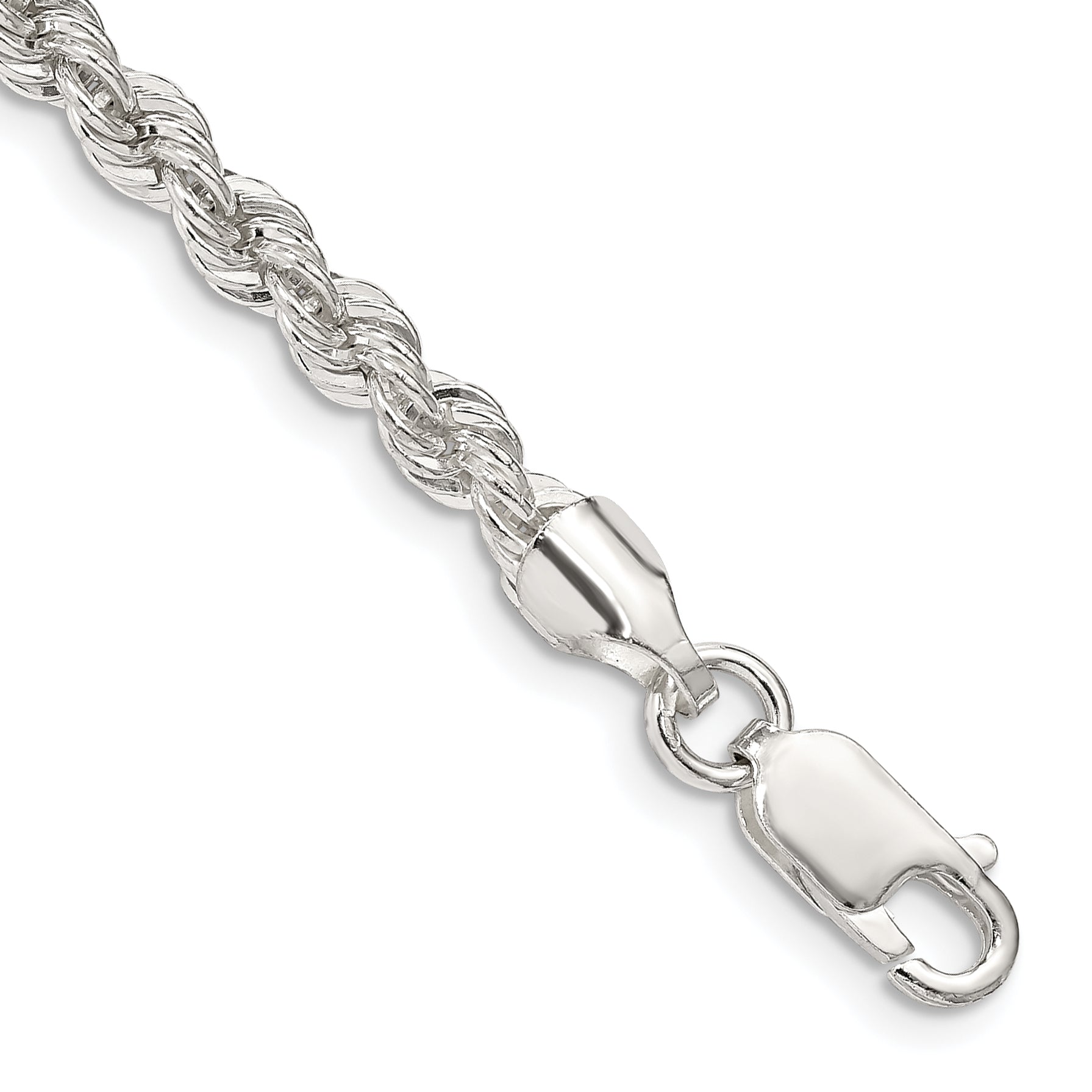 9 Inch Sterling Silver 4.3mm Solid Rope Chain Anklet