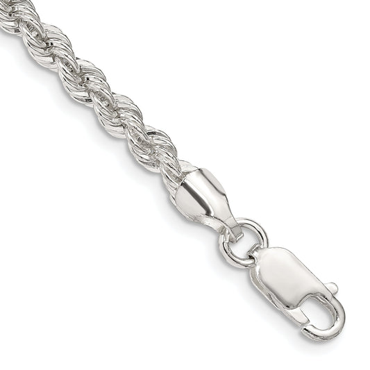 9 Inch Sterling Silver 4.3mm Solid Rope Chain Anklet