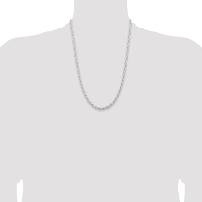 24 Inch Sterling Silver 5mm Solid Rope Chain Necklace