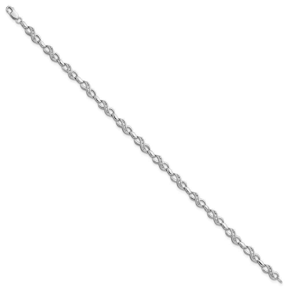 Sterling Silver Rhodium-Plated Diam. Infinity Symbol Bracelet