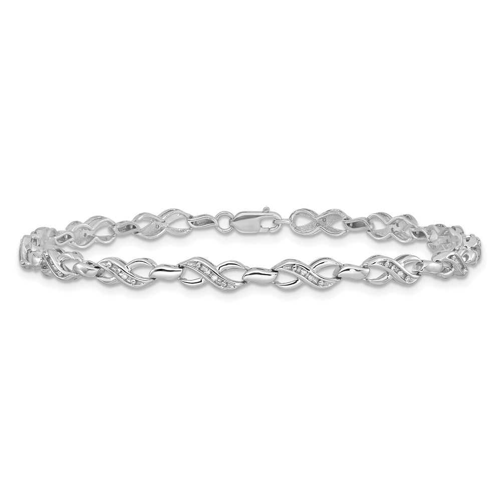 Sterling Silver Rhodium-Plated Diam. Infinity Symbol Bracelet