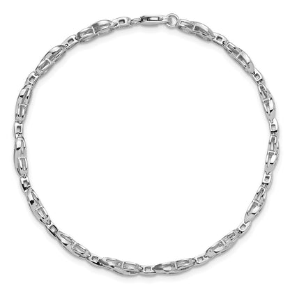 Sterling Silver Rhodium-Plated Diam. Infinity Symbol Bracelet