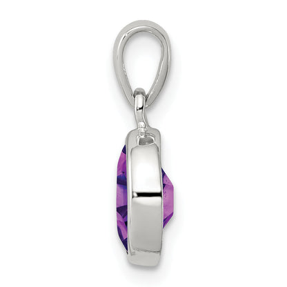 Sterling Silver Rhodium Planted Amethyst Pendant