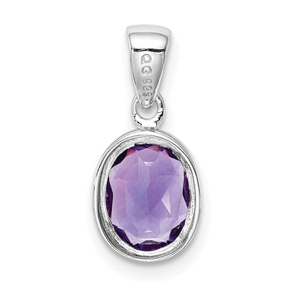 Sterling Silver Rhodium Planted Amethyst Pendant