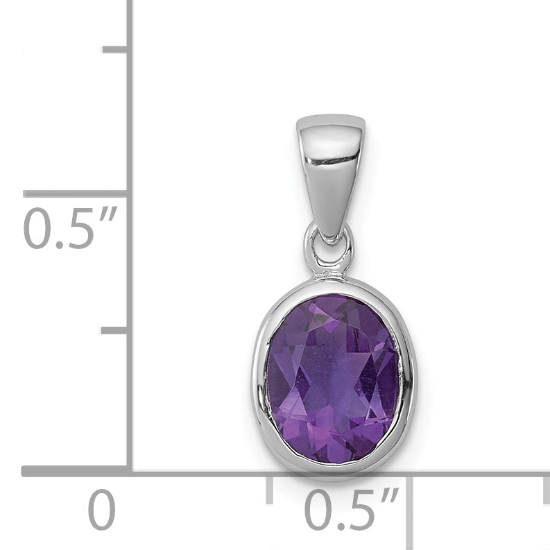 Sterling Silver Rhodium Planted Amethyst Pendant