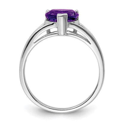 Sterling Silver Rhodium Amethyst Ring